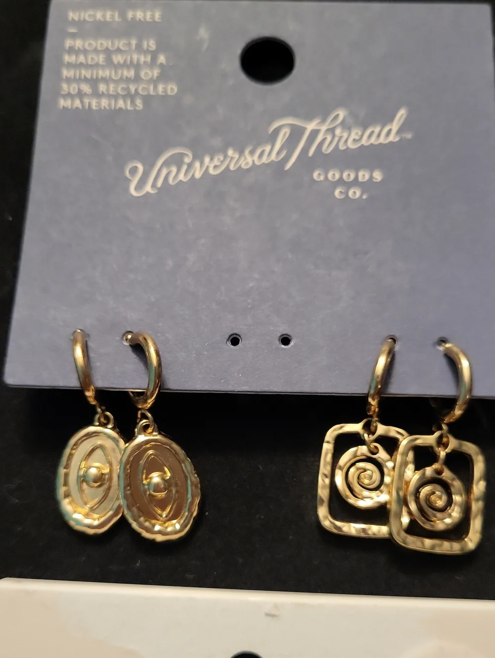Universal Thread Gold-Tone Oval and Square Dangle Earrings Set NWT